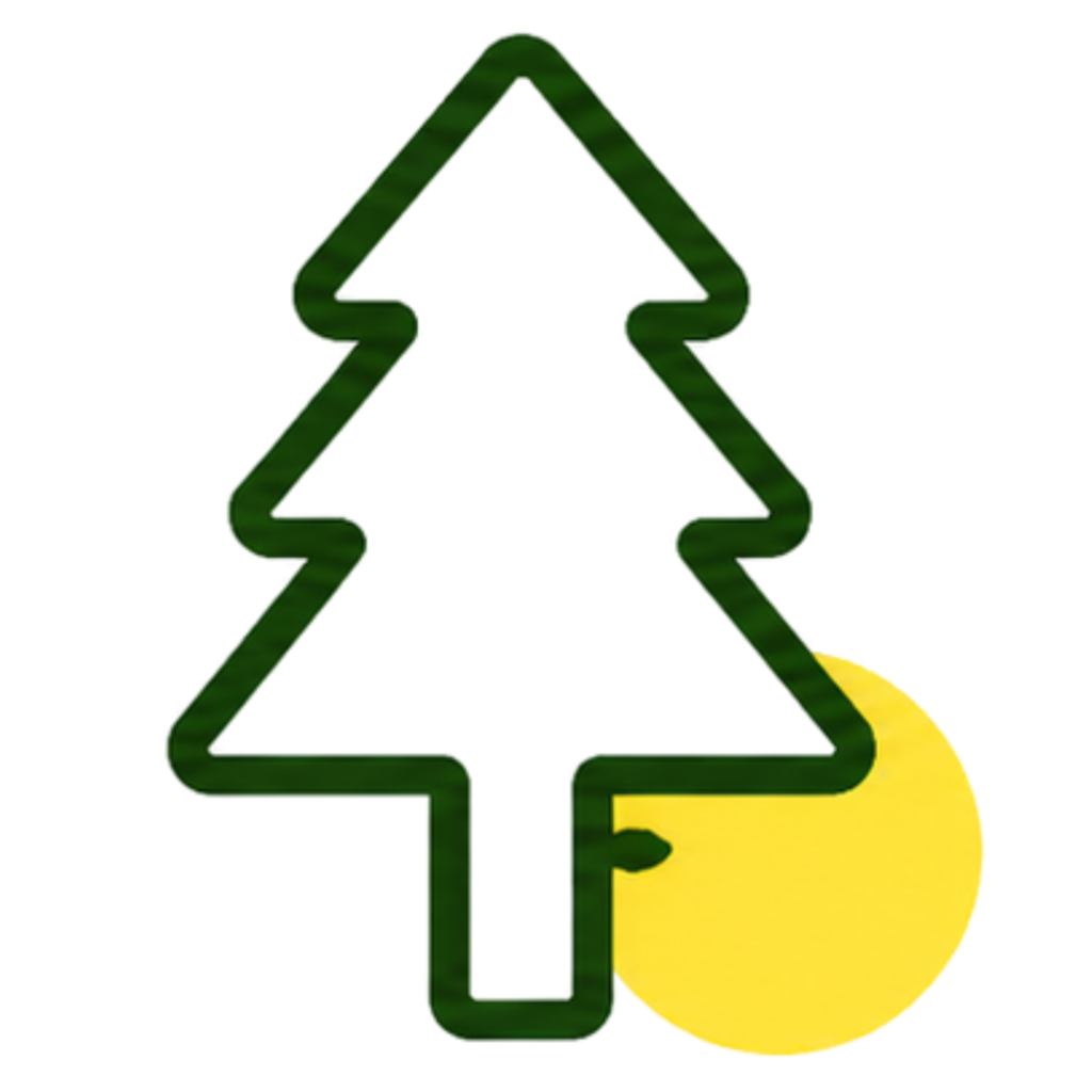 Grøn træ-illustration med en gul cirkel, symboliserer natur og landbrug.